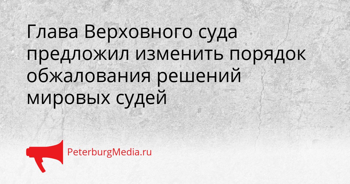 Глава Верховного суда предложил изменить порядок обжалования решений мировых судей Сгенерировано