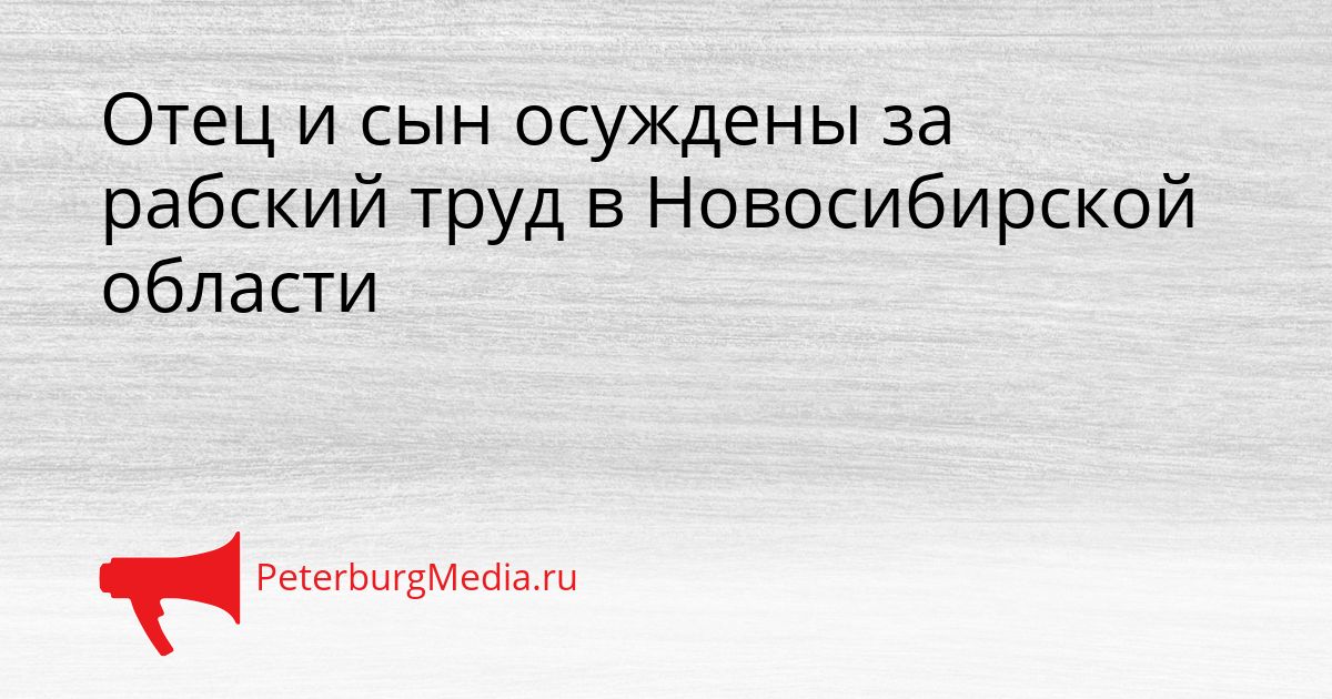 Отец и сын осуждены за рабский труд в Новосибирской области Сгенерировано