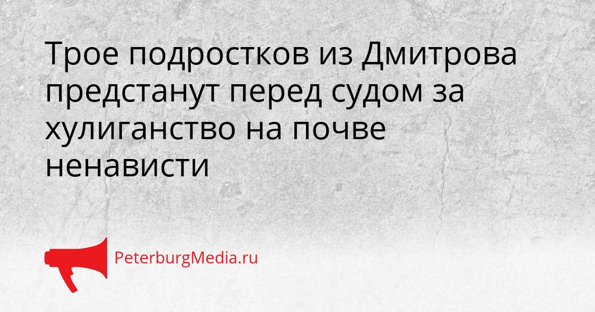 Трое подростков из Дмитрова предстанут перед судом за хулиганство на почве ненависти Сгенерировано