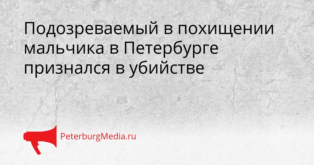 Подозреваемый в похищении мальчика в Петербурге признался в убийстве Сгенерировано