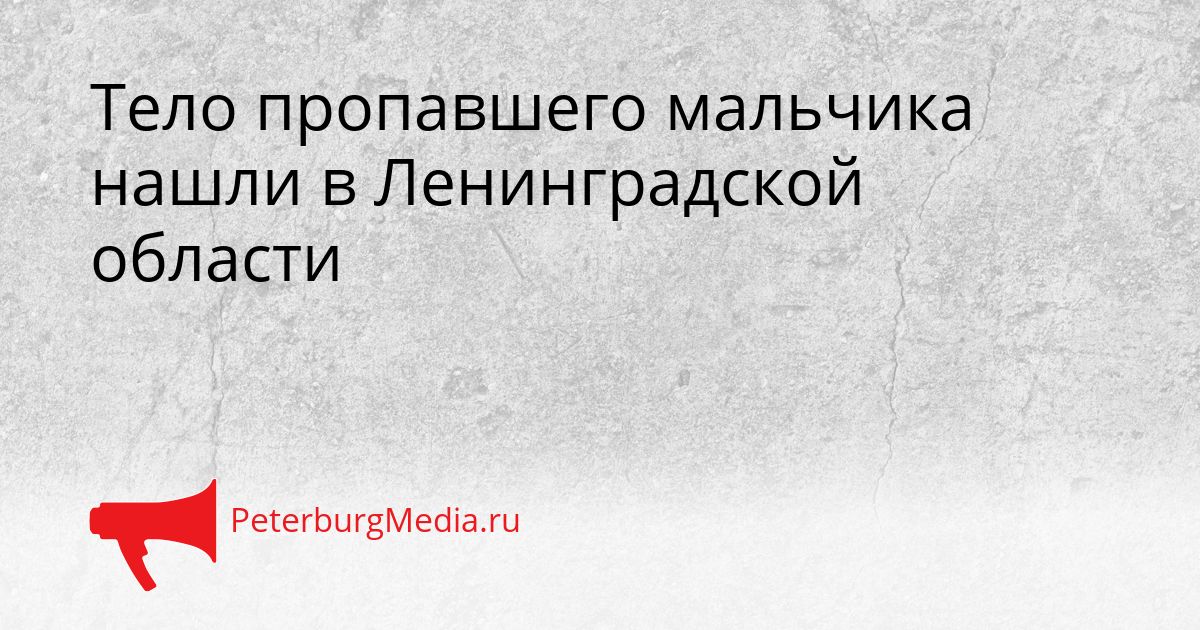 Тело пропавшего мальчика нашли в Ленинградской области Сгенерировано