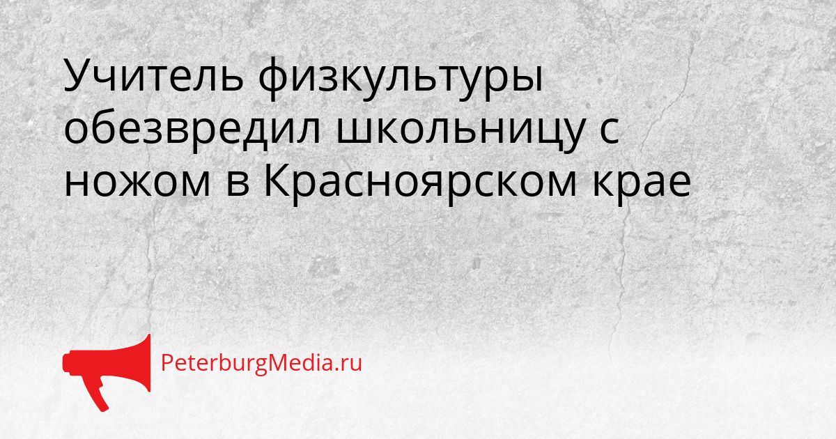 Учитель физкультуры обезвредил школьницу с ножом в Красноярском крае Сгенерировано