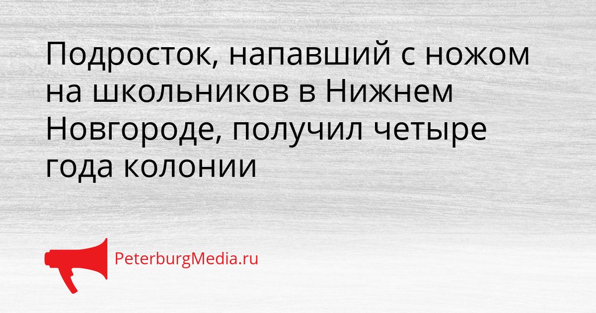 Подросток, напавший с ножом на школьников в Нижнем Новгороде, получил четыре года колонии