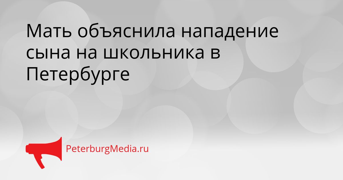 Мать объяснила нападение сына на школьника в Петербурге