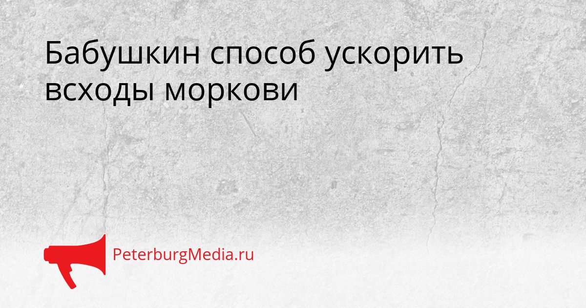 Бабушкин способ ускорить всходы моркови