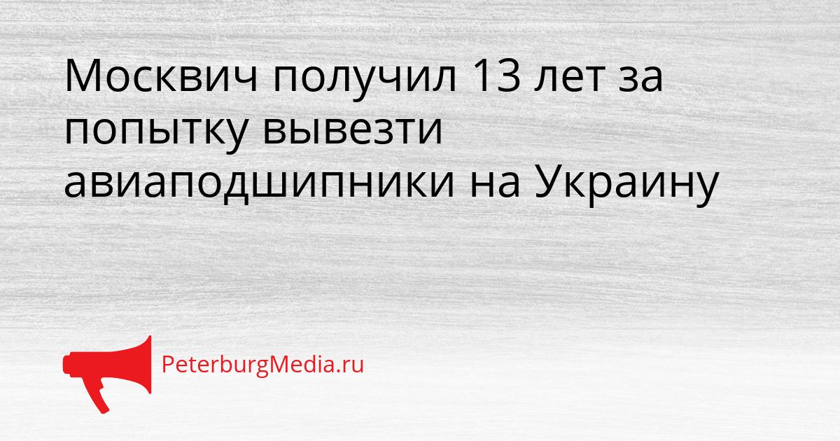Москвич получил 13 лет за попытку вывезти авиаподшипники на Украину