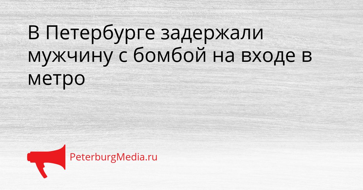 В Петербурге задержали мужчину с бомбой на входе в метро