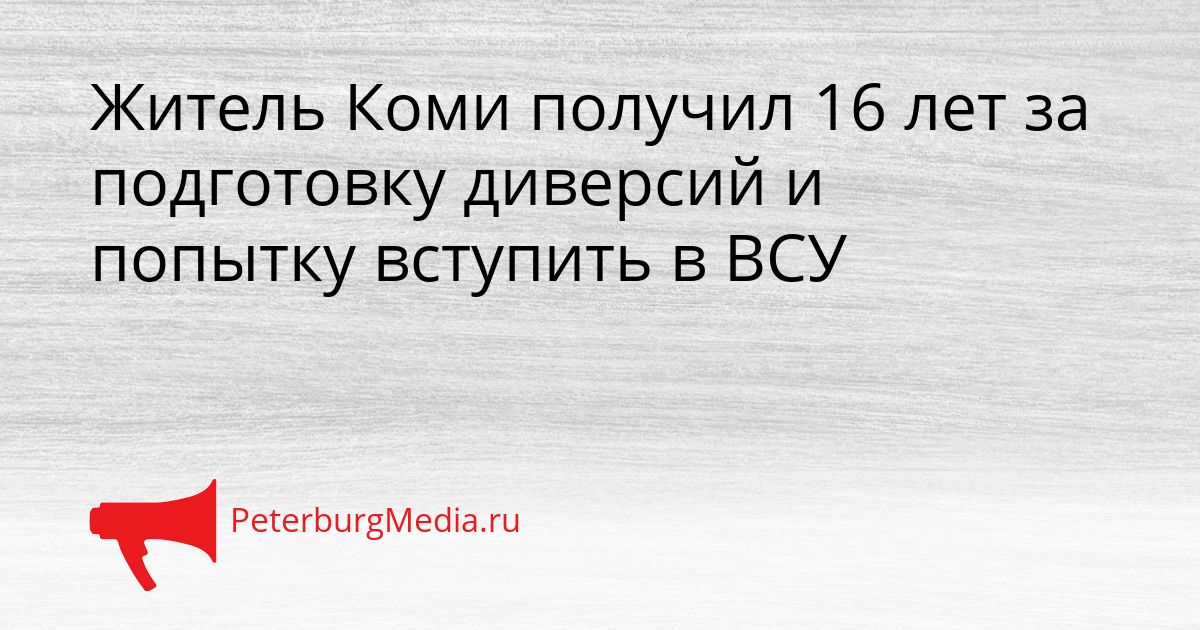 Житель Коми получил 16 лет за подготовку диверсий и попытку вступить в ВСУ
