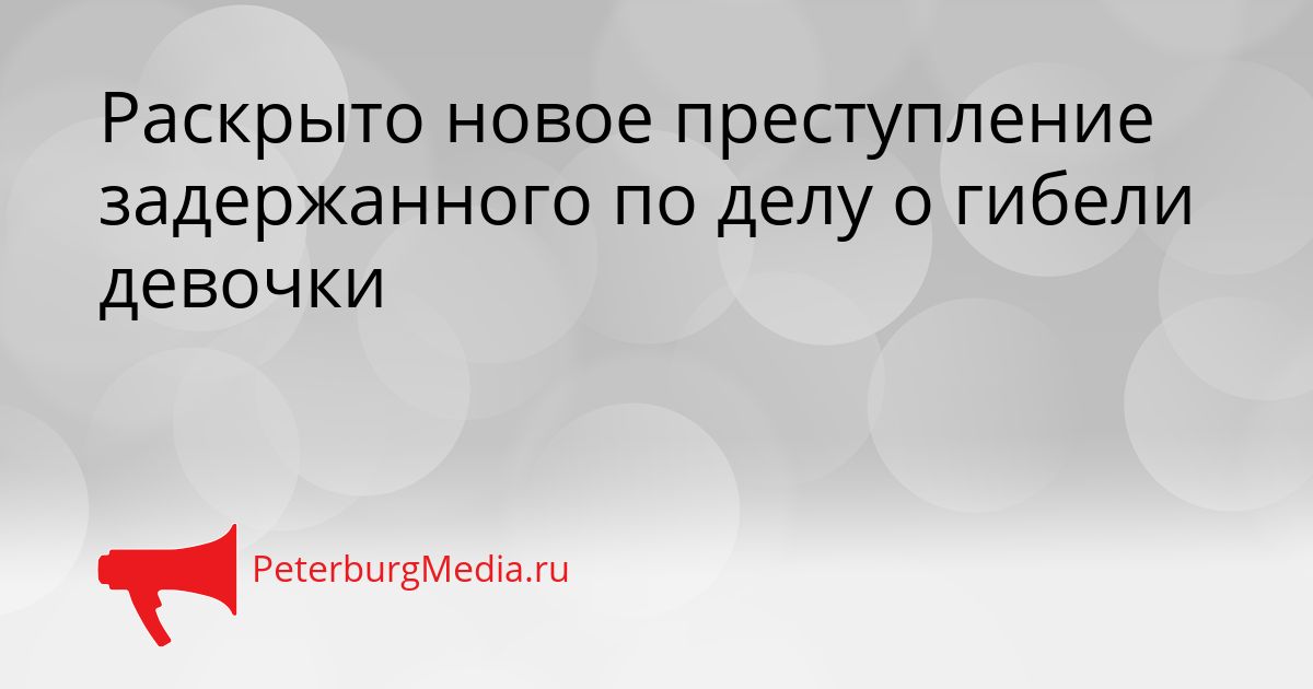 Раскрыто новое преступление задержанного по делу о гибели девочки