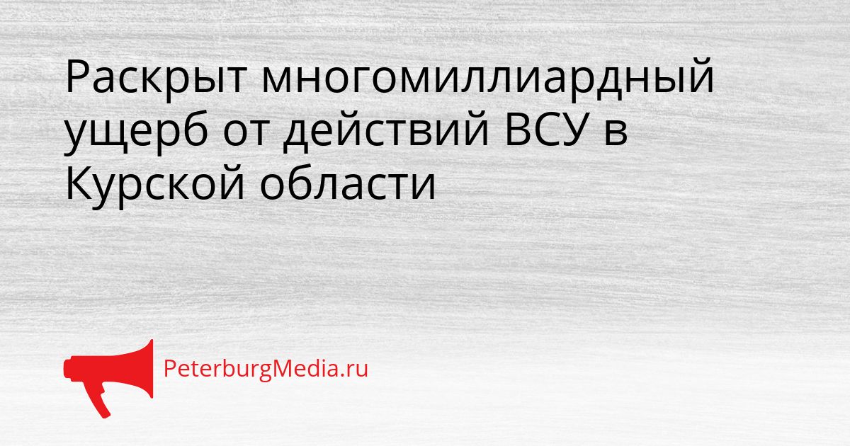 Раскрыт многомиллиардный ущерб от действий ВСУ в Курской области