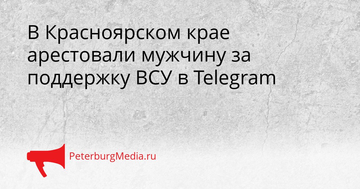 В Красноярском крае арестовали мужчину за поддержку ВСУ в Telegram
