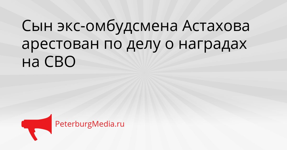 Сын экс-омбудсмена Астахова арестован по делу о наградах на СВО