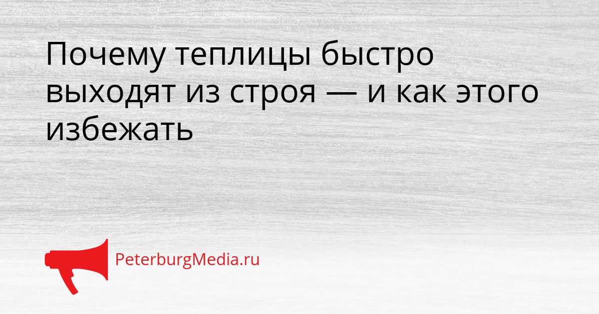 Почему теплицы быстро выходят из строя — и как этого избежать