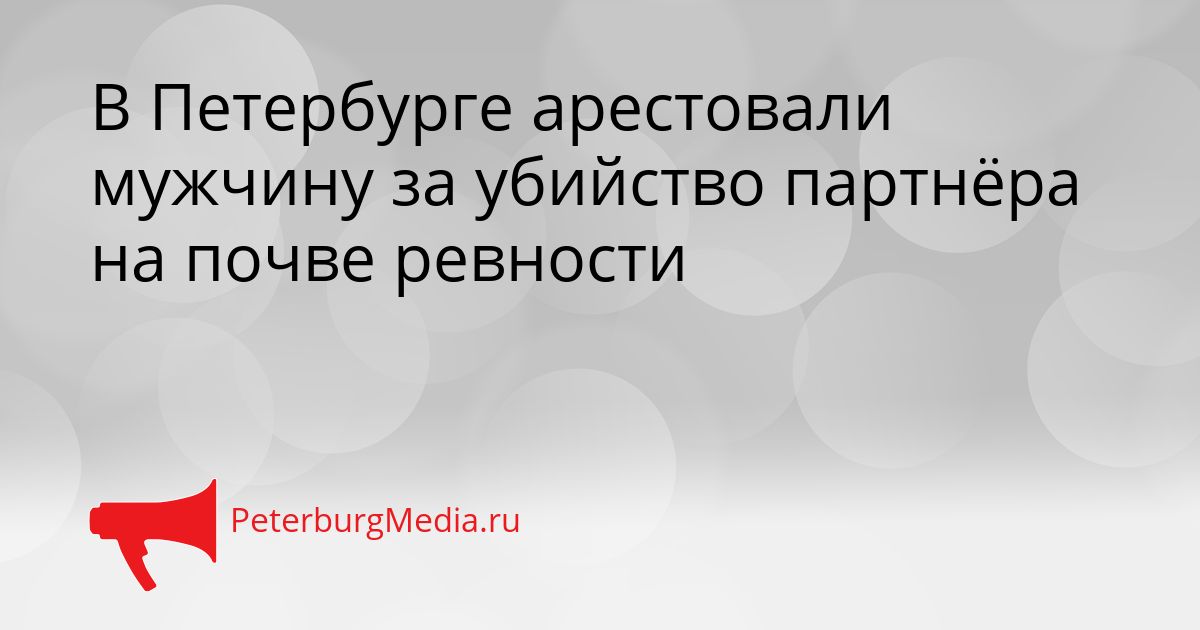 В Петербурге арестовали мужчину за убийство партнёра на почве ревности