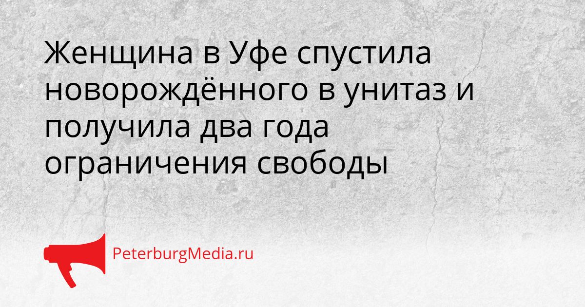 Женщина в Уфе спустила новорождённого в унитаз и получила два года ограничения свободы