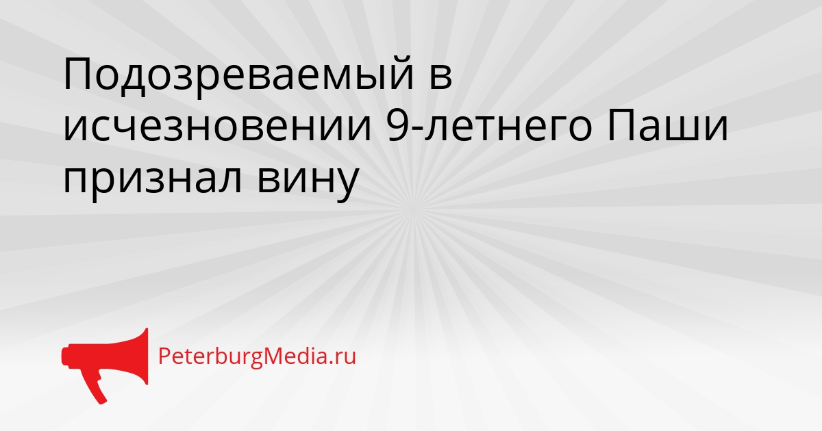 Подозреваемый в исчезновении 9-летнего Паши признал вину Сгенерировано
