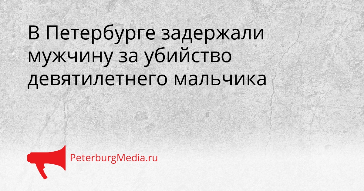 В Петербурге задержали мужчину за убийство девятилетнего мальчика Сгенерировано