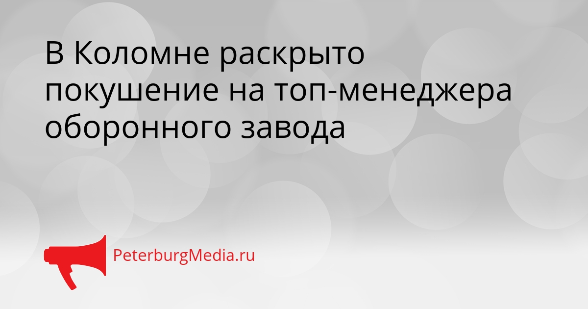 В Коломне раскрыто покушение на топ-менеджера оборонного завода Сгенерировано