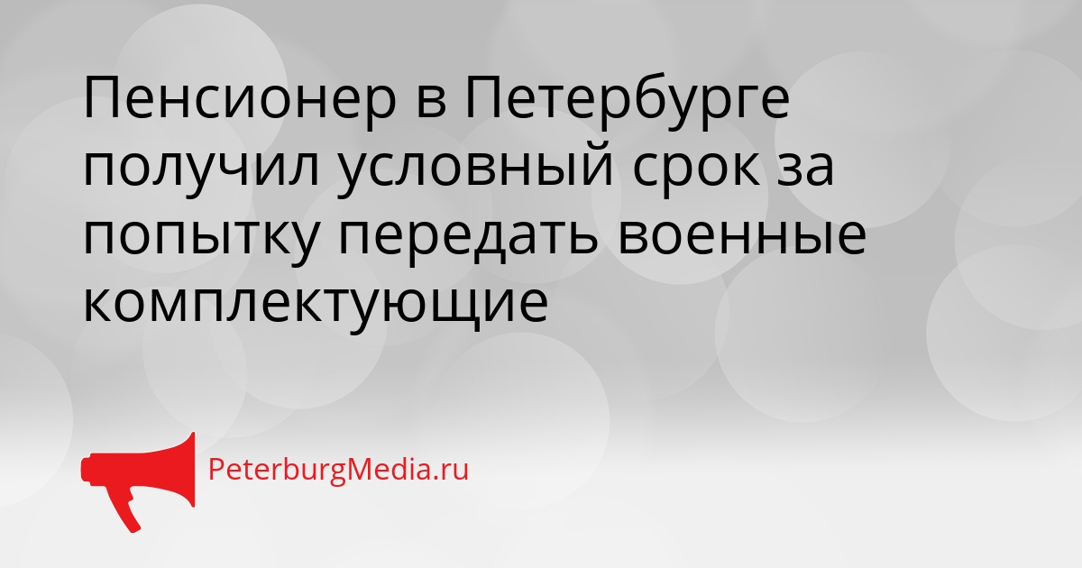 Пенсионер в Петербурге получил условный срок за попытку передать военные комплектующие Сгенерировано