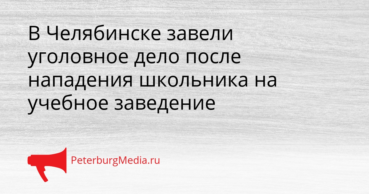 В Челябинске завели уголовное дело после нападения школьника на учебное заведение Сгенерировано