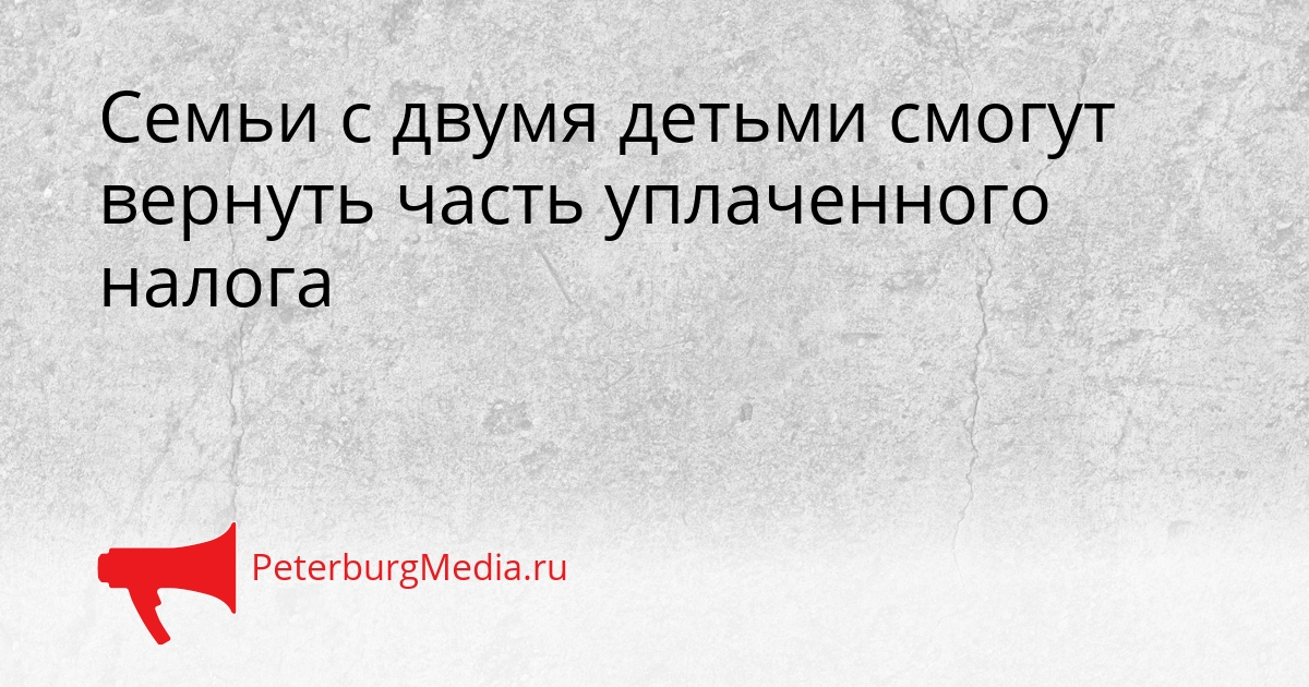 Семьи с двумя детьми смогут вернуть часть уплаченного налога Сгенерировано