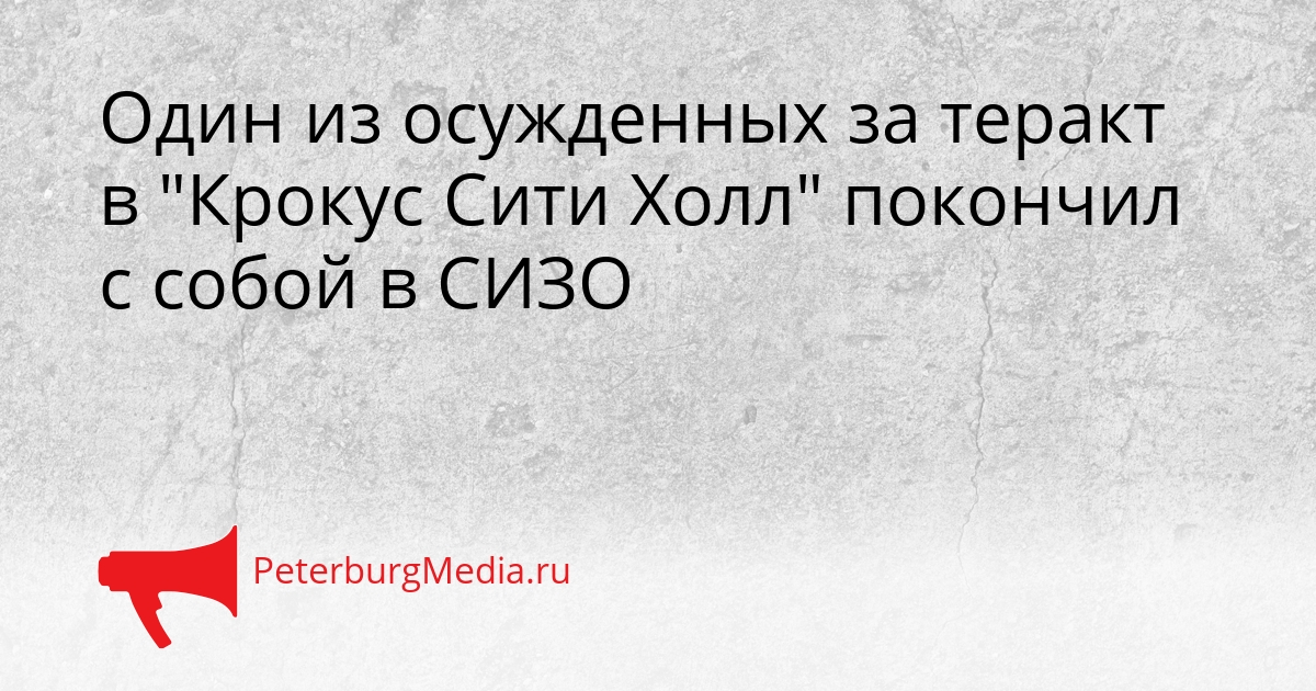 Один из осужденных за теракт в &quotКрокус Сити Холл&quot покончил с собой в СИЗО Сгенерировано