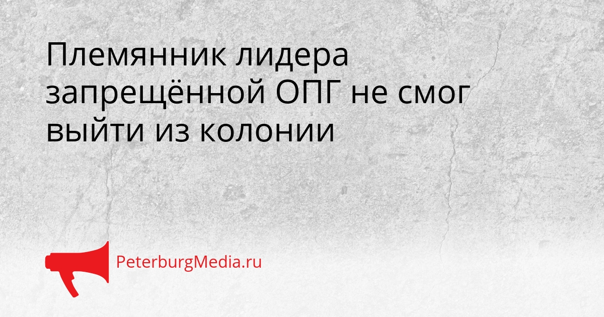 Племянник лидера запрещённой ОПГ не смог выйти из колонии Сгенерировано