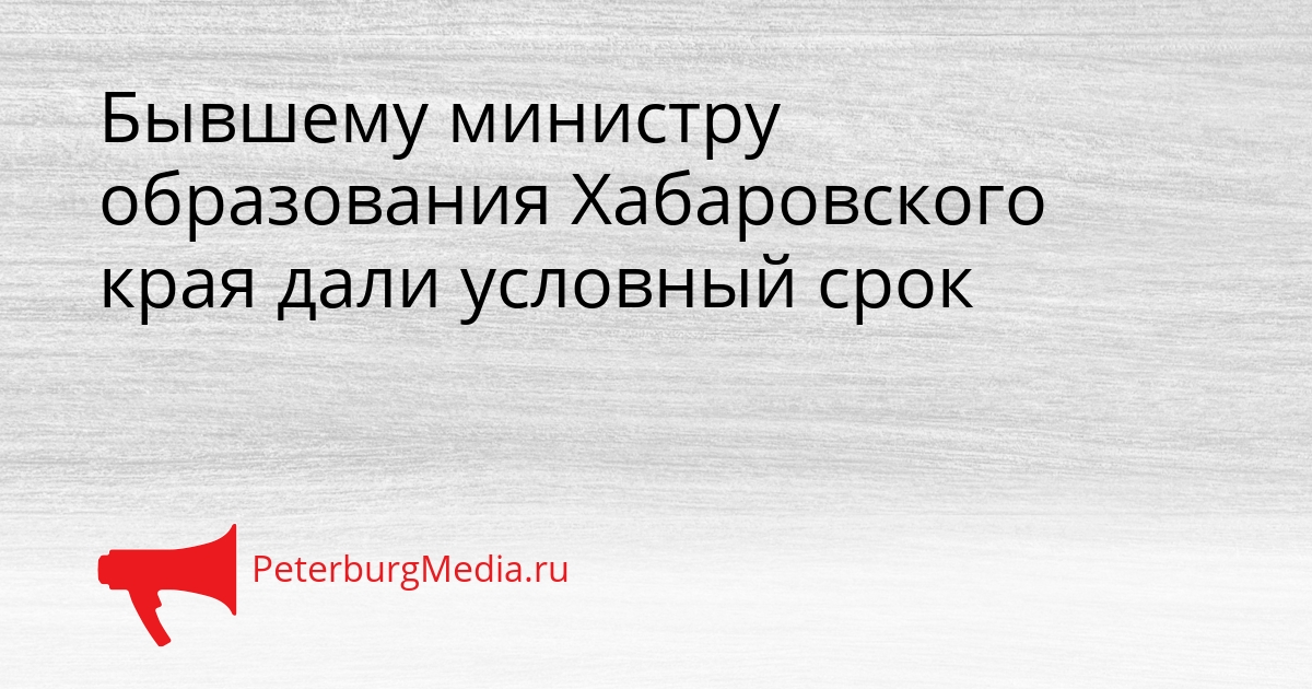 Бывшему министру образования Хабаровского края дали условный срок Сгенерировано