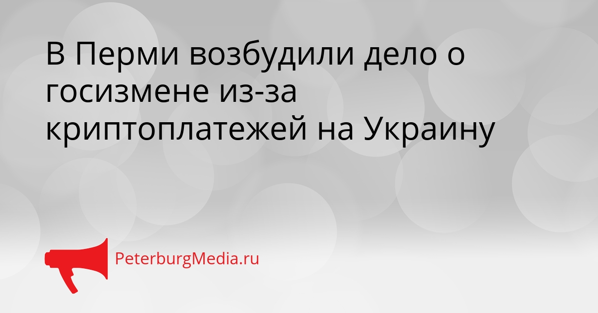 В Перми возбудили дело о госизмене из-за криптоплатежей на Украину Сгенерировано