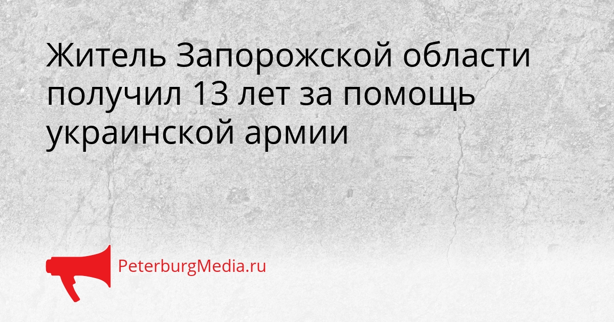 Житель Запорожской области получил 13 лет за помощь украинской армии Сгенерировано