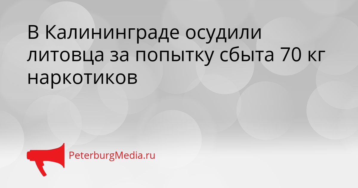 В Калининграде осудили литовца за попытку сбыта 70 кг наркотиков Сгенерировано