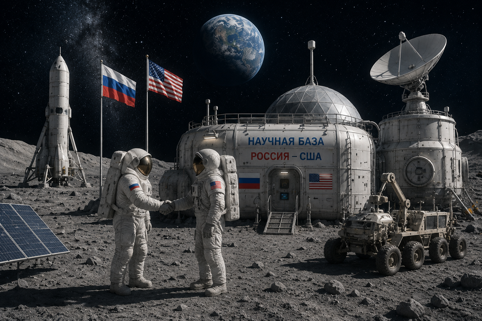 США могут позвать Россию строить базу на Луне Создано при помощи ИИ